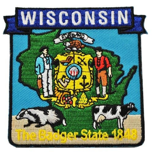WISCONSIN State Map Embroidered Patch Applique - USA United States of America Patch Craft Supply