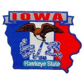 IOWA State Map Embroidered Patch Applique - USA United States of America Patch