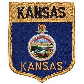KANSAS State Shield Embroidered Patch Applique - USA United States of America Patch Craft Supply