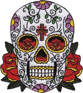 CANDY SKULL With Cross Patch - Skulls Embroidered Patch Applique Craft Supply
