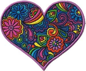 Love Paisley Heart Patch - Embroidered Patch Applique Love Craft Supply