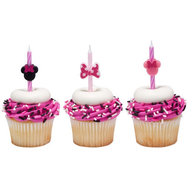 MINNIE MOUSE Birthday Candles Mickey Minnie Cupcake Cake Toppers for Party Decoration Craft Supply