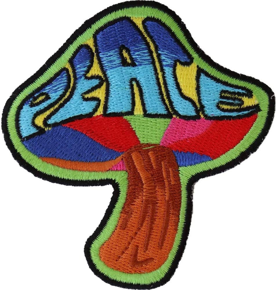 PEACE Mushroom Patch - Embroidered Patch Psychedelic Hippie Appliqué Craft Supply