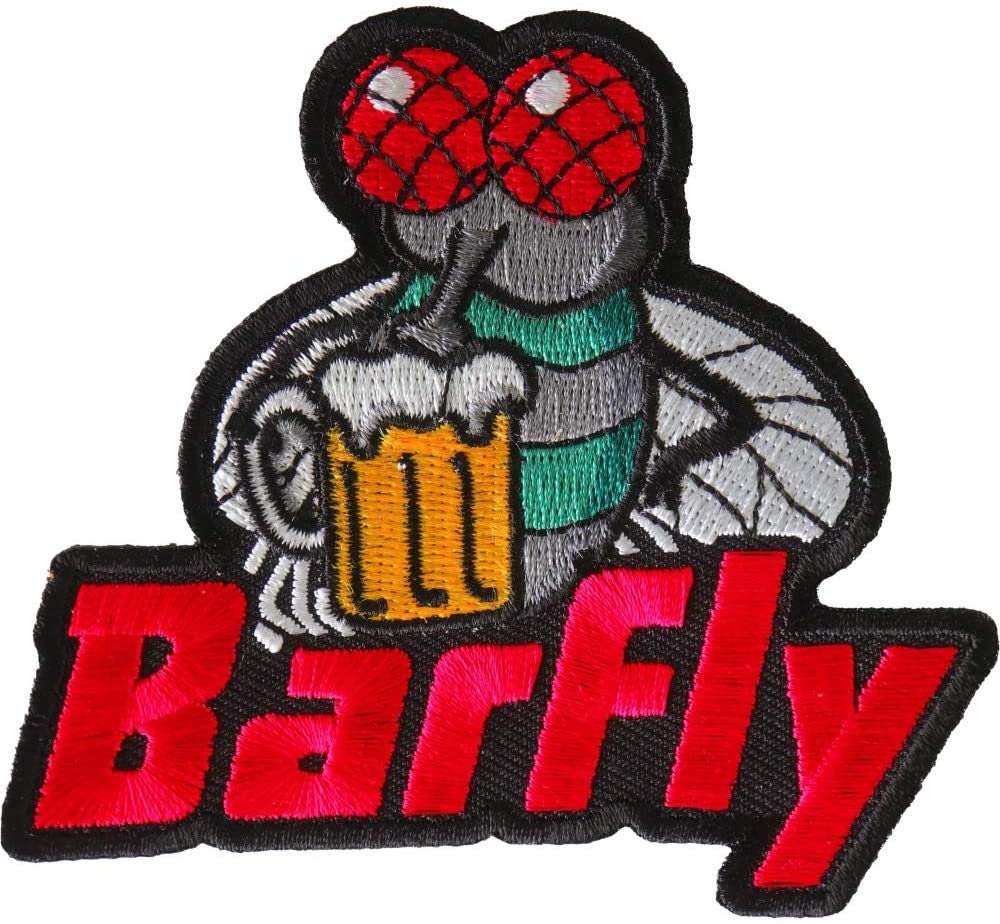 BARFLY Drinking Beer Patch - Fly Red Eyes Bar Embroidered Patch Craft Supply