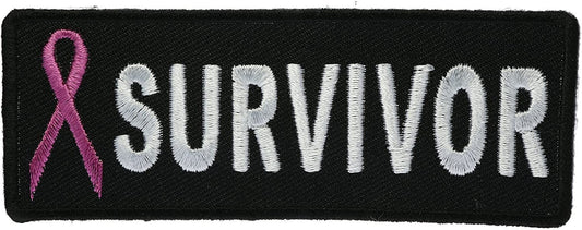 BREAST CANCER SURVIVOR Pink Ribbon Patch - Breast Cancer Awareness Ribbon  Embroidered Patch