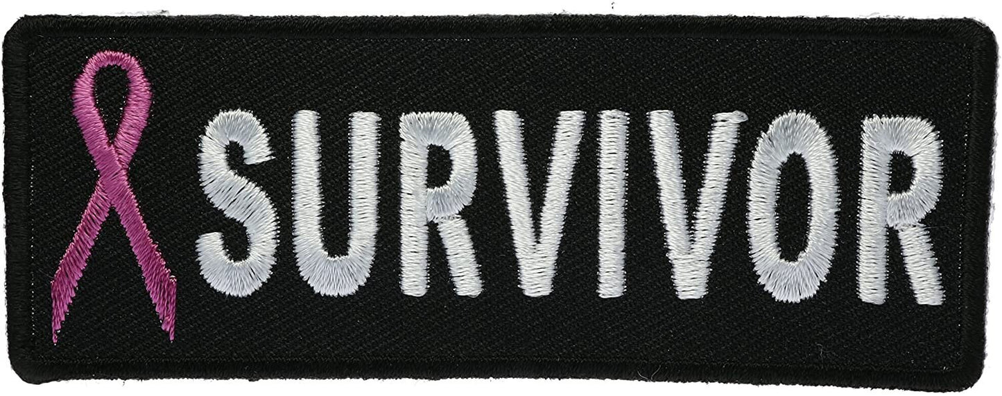 BREAST CANCER SURVIVOR Pink Ribbon Patch - Breast Cancer Awareness Ribbon  Embroidered Patch Craft Supply