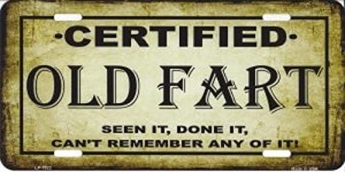 CERTIFIED OLD FART Metal License Plate Sign Novelty Vanity Funny Craft Supply