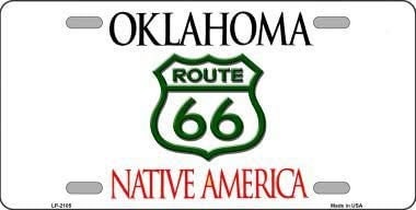ROUTE 66 Oklahoma State Background Metal License Plate Sign Novelty Vanity