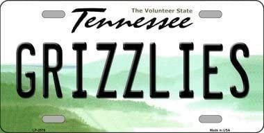 GRIZZLIES Tennessee State Background Metal License Plate Sign Novelty Vanity Craft Supply