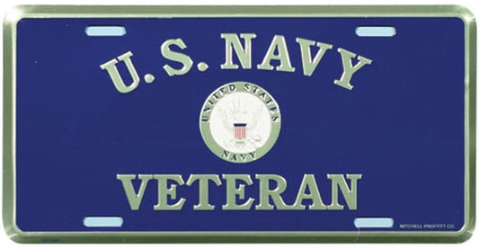 U.S. NAVY Veteran Metal License Plate - Military Vet Veteran - USN United States Navy Veteran Vet Craft Supply