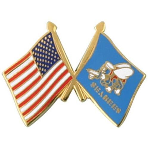 NAVY SEABEE Crossed Flags Lapel Pin - American Flag United States Navy Enamel Pin for Backpack Tie Shirt Trading Button Pinback Craft Supply