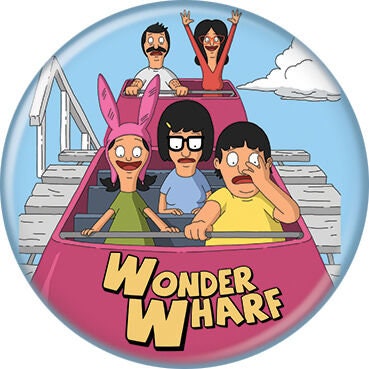 BOB'S BURGERS Pinback Button Badge - Wonder Wharf Comedy TV Cartoon Series - Round 1.25" Button