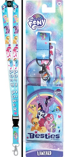 MY LITTLE PONY Besties Reversible Lanyard with Detachable Buckle and Id Holder - 80s Cartoon Tv Series Pony Power
