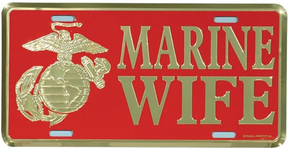 MARINE WIFE Eagle Globe & Anchor Metal License Plate - Military Vet Veteran - United States Marines USMC Eagle Globe Anchor Ega Craft Supply