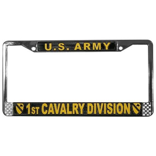 U.S. ARMY 1st CAVALRY DIVISION Metal Chrome License Plate Frame United States Army First Cavalry Division Craft Supply