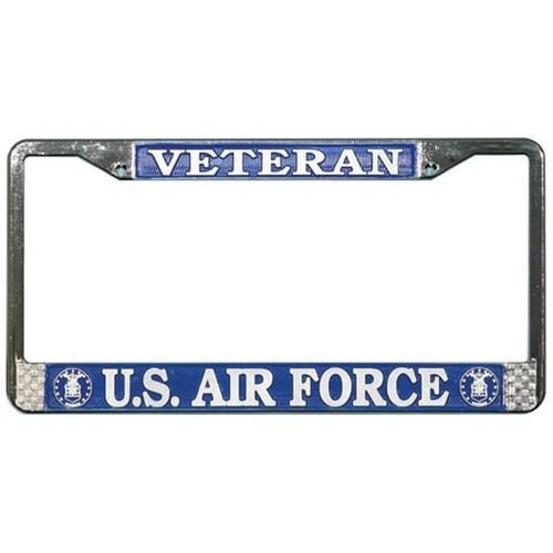 U.S. AIR FORCE VETERAN Metal Chrome License Plate Frame United States Air Force Veteran Craft Supply