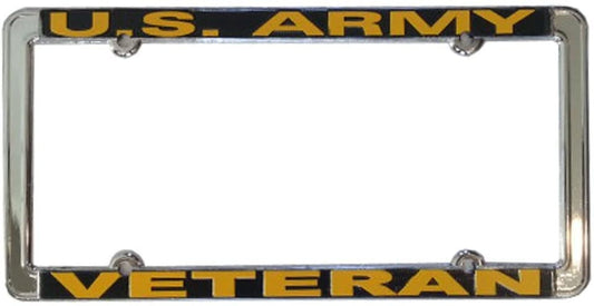 U.S. ARMY VETERAN Thin Rim Metal Chrome License Plate Frame United States Army Veteran Craft Supply