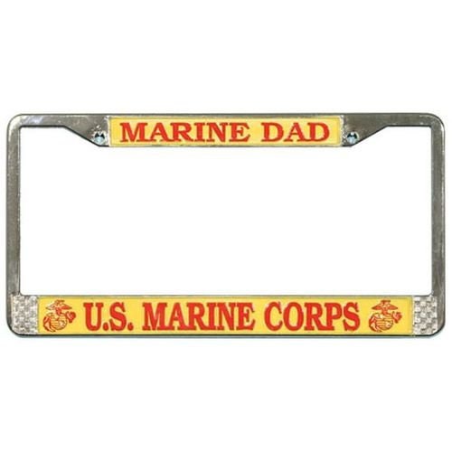 UNITED STATES MARINES Dad Metal Chrome License Plate Frame - U.S.M.C United States Marines