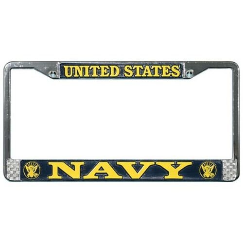 UNITED STATES NAVY Metal Chrome License Plate Frame - Usn United States Navy Naval Craft Supply