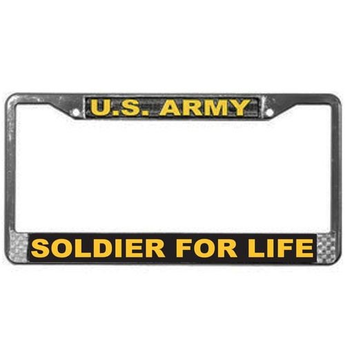 U.S. ARMY Soldier For Life Metal Chrome License Plate Frame United States Army Soldier For Life Craft Supply
