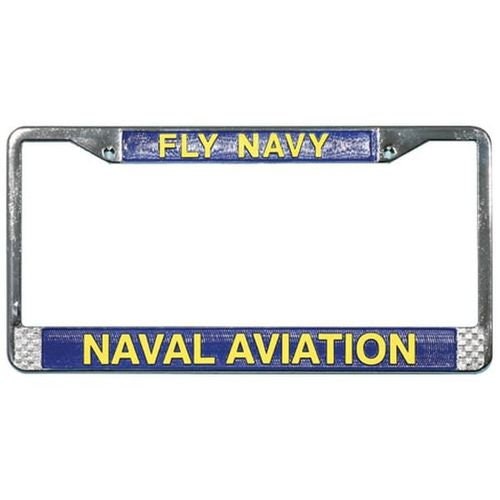 UNITED STATES NAVY Naval Aviation Metal Chrome License Plate Frame - Usn United States Fly Navy Naval Aviation Craft Supply