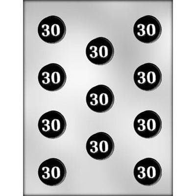 CIRCLE WITH 30 Chocolate Candy Mold -- Anniversary Coin Thirty Round