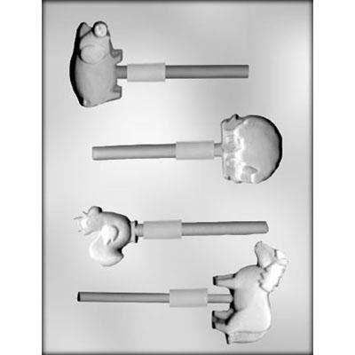 FARM ANIMALS Sucker Chocolate Candy Mold -- Pig Horse Rooster Ranch Sheep