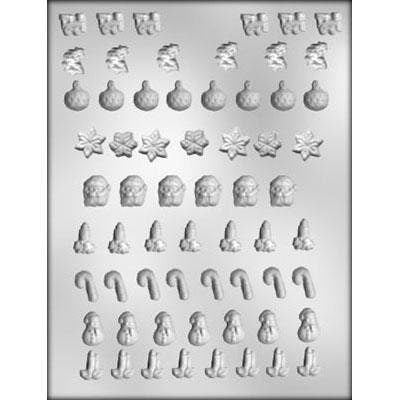 CHRISTMAS ASSORTMENT Chocolate Candy Mold -- Santa Candy Cane Elf Star Holiday Craft Supply