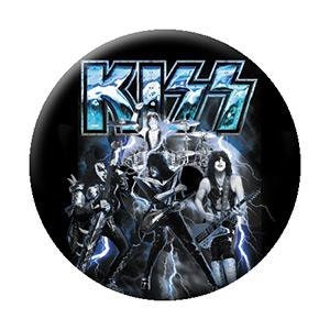 KISS Band Lightning Pinback Button Badge - Rock Band Logo - Round 1.25" Button