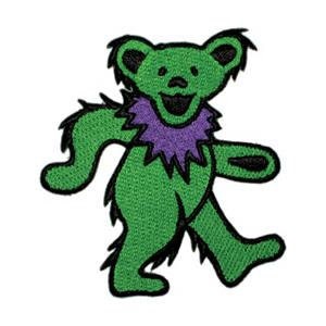 GRATEFUL DEAD Dancing Bear GREEN Patch - Embroidered Rock Band Patch Applique Craft Supply