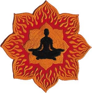 Zen Lotus Flames - Embroidered Patch Applique Meditation Fire Flower Craft Supply
