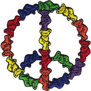 GRATEFUL DEAD Dancing Bears Peace Sign Patch - Embroidered Rock Band Patch Applique Craft Supply