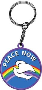 PEACE NOW Dove Rainbow 3D Rubber Keychain - Peace Love Happiness Keyring Keyfob Craft Supply