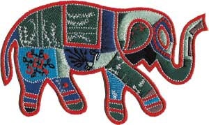 Patchwork Elephant Patch - Embroidered Patch Applique - Zoo Animal