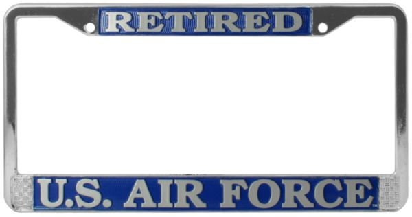 U.S. AIR FORCE RETIRED Metal Chrome License Plate Frame United States Air Force Usaf Craft Supply