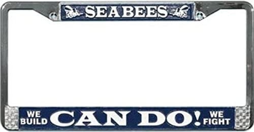 U.S. NAVY SEABEES Metal Chrome License Plate Frame - Usn United States U.S. Navy Can Do