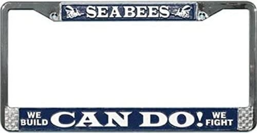 U.S. NAVY SEABEES Metal Chrome License Plate Frame - Usn United States U.S. Navy Can Do Craft Supply
