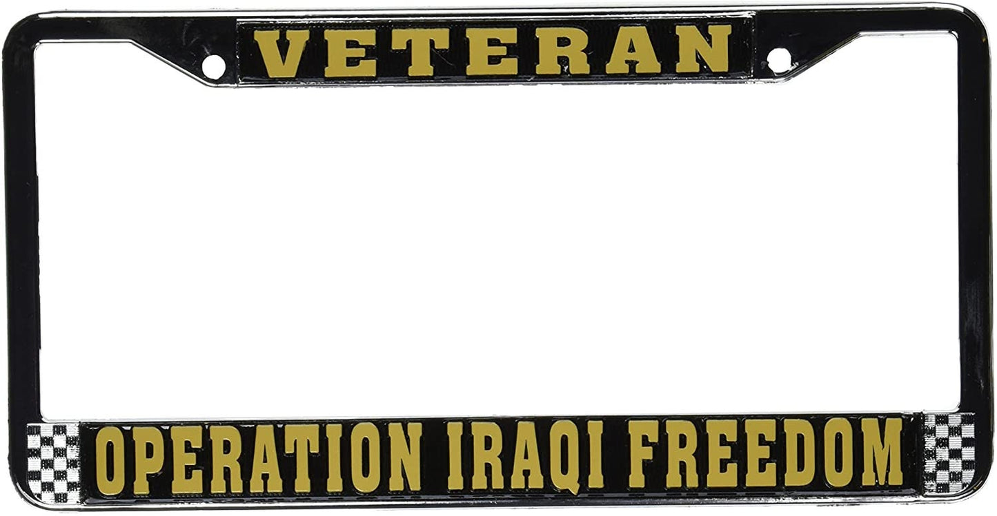 Operation Iraqi Freedom Veteran Metal License Plate Frame - United States Military OIF Coalition Craft Supply