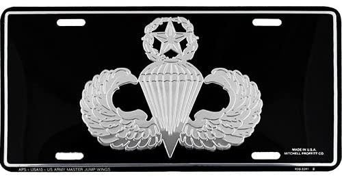 U.S. ARMY Master Parachutist Jump Wings Metal License Plate - United States Army Military Craft Supply