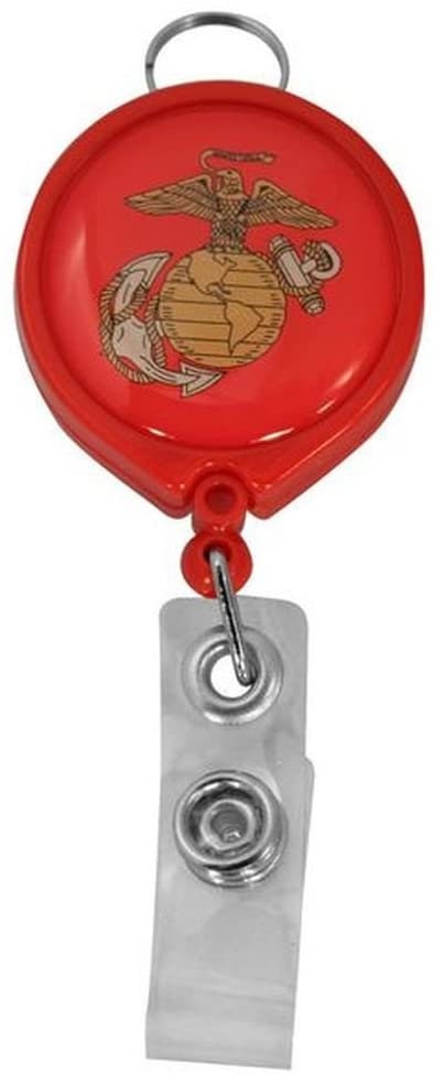 U.S. MARINE CORPS Retractable Badge Holder With Carabiner Identification ID Holder United States Marine Corp Usmc Craft Supply