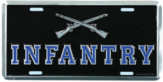 U.S. ARMY Infantry Metal License Plate - United States Army Military Combat Infantry Crossed Rifles Craft Supply