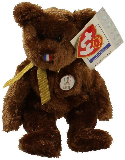 FRANCE FIFA Champion the World Cup Bear Ty Beanie Baby Retired Beanbag Plush - New with Tags Vintage 1990s