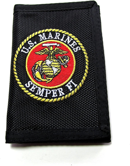 U.S. MARINES Embroidered Tri Fold Wallet - Velcro United States Marines Wallet Craft Supply