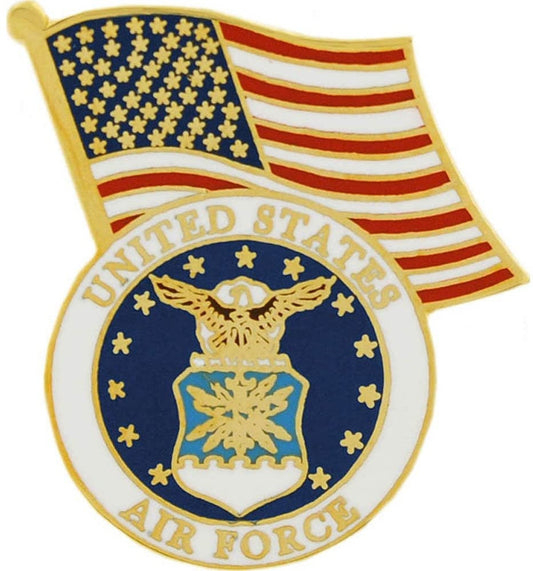 AIR FORCE American Flag Lapel Pin - United States USAF Flag Enamel Pin for Backpack Tie Shirt Trading Button Pinback Craft Supply