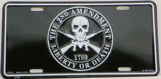 2nd Amendment Liberty or Death Metal License Plate - Patriotic American Military 2nd Amendment 1789 Gadsden