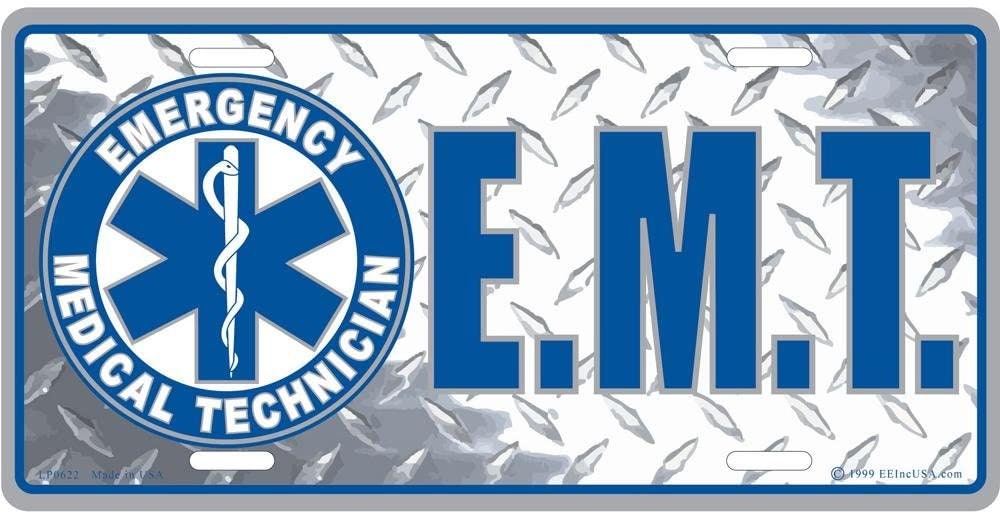 EMT Logo Metal License Plate - Firefighter Ems Emt First Responders Emergency Medical Technicians