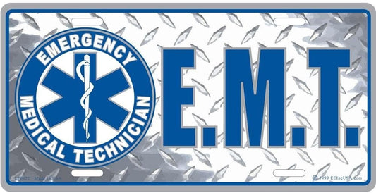 EMT Logo Metal License Plate - Firefighter Ems Emt First Responders Emergency Medical Technicians