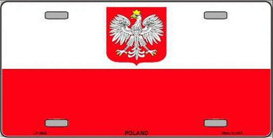 POLAND FLAG Metal License Plate Sign Novelty Vanity Coat of arms of Poland Eagle Craft Supply