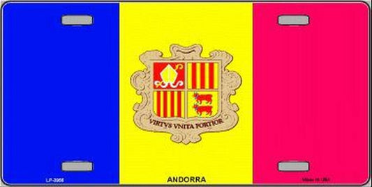 ANDORRA FLAG Metal License Plate Sign Novelty Vanity Principality of Andorra Craft Supply