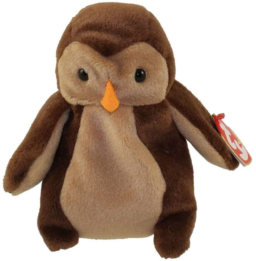 HOOT The Owl Ty Beanie Baby Retired Beanbag Plush - New with Tags